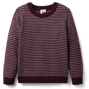 Janie and Jack Crewneck Red and White Sweater Textured Knit Cranberry 2T